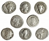 8 monedas: 5 denarios republicanos y 3 imperiales. De RC a MBC.