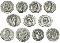 11 denarios: Domiciano (2), Trajano (3), Faustina madre, Antonino Pío, Alajandro Severo (2), Septimio Severo y Gordiano III. Calidad media MBC+.