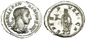 ALEJANDRO SEVERO. Denario. Roma (231-235). R/ La Esperanza sosteniendo flor. RIC-254d. SC.