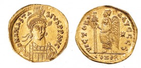 ANASTASIO I. Sólido. Constantinopla, Q. R/ La Victoria a der. con cruz larga y estrella a der.; VICTORIA AVGGG. SBB-3. EBC.