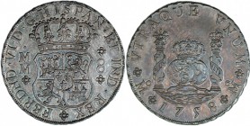 8 reales. 1758. México. MM. VI-369. Bonita pátina. EBC+.