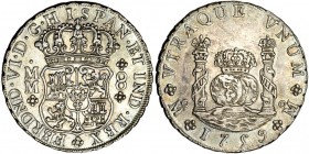 8 reales. 1759. México. MM. VI-370. Ligera pátina. EBC-.