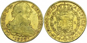 8 escudos. 1793. Santiago. DA. VI-1417. BC+/MBC-.
