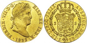 2 escudos. 1832. Sevilla. JB. VI-1401. B.O. EBC/EBC+. Escasa.