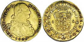 8 escudos. 1808. Popayán. JF. VI-1510. MBC+.