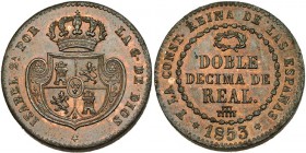 Doble décima de real. 1853. Segovia. VI-109. R.B.O. SC.