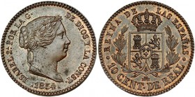 10 céntimos de real. 1854. Segovia. VI-131. Manchitas. R.B.O. SC. Muy rara.