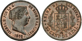 10 céntimos de real. 1855. Segovia. VI-132. R.B.O. EBC+. Escasa.