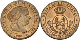 1/2 centimo de escudo. 1866. Jubia. VI-159. B.O. SC.