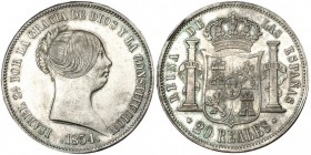 20 reales. 1854. Madrid. VI-510. EBC-.