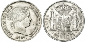 20 reales. 1861. Sevilla. VI-533. Rayita en el anv. MBC+. Rara.