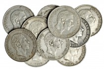 10 monedas de 50 centavos de peso. 1885. Manila. MBC/MBC+.