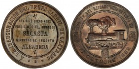 Medalla conmemorativa de la inauguración del FF.CC. de Canfranc. AE 47mm. MAP-919. En estuche original. SC.