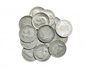Colección de 15 monedas de 50 céntimos: 1869, 1870, 1880, 1881, 1885, 1889, 1892 *2-2 y 9-2, 1894, 1896, 1900, 1904 (2), 1910 y 1926. De BC+ a EBC.
