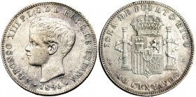 40 centavos de peso. 1896. Puerto Rico. PGV. VII-176. Pequeñas marcas. MBC-. Escasa.