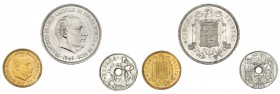 II Exposición Nacional de Numismática. Madrid. 1951. 50 céntimos, 1 y 5 pesetas. 1949, 1947 y 1949 *E-51. VII-421. SC. Rara.