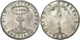 CHILE. Peso. 1821. Santiago. FD. KM-82.2. R.B.O. EBC.