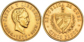 CUBA. 5 pesos. 1916. KM-19. EBC-/EBC.