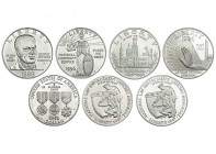 ESTADOS UNIDOS DE NORTEAMÉRICA. 7 monedas de 1 dólar. 1994 W, SC y 1948 P, prueba, KM-250; 1997 P (2), una SC y otra prueba, KM-281; 1996 S, KM-275, S...
