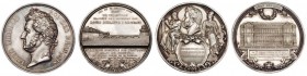 FRANCIA. Luis Felipe I. Estuche con dos medallas. Inauguración del puente de Thionville, 1 de noviembre de 1846 y 1ª piedra del hotel de asuntos extra...