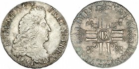FRANCIA. Luis XIV. 1/2 ecu. 1691. B. Rouen. KM-273.2. EBC-.