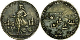 GRAN BRETAÑA. Medalla Almirante Vernon. Destrucción del fuerte de Cartagena. 1740:1. ae 36,5 mm. MBC.