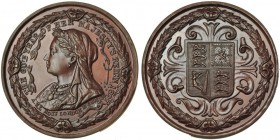 GRAN BRETAÑA. Medalla conmemorativa del LX cumpleaños de la reina Victoria. Bajo el busto: A.E.L. ROST LONDON Rd. 2896124. AE 38mm. Pátina chocolate. ...