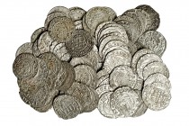 HUNGRÍA. Lote de 91 monedas de denar de vellón. 1611 (12), 1612 (9), 1613 (7), 1614 (10), 1615 (9), 1616 (8), 1617 (10), 1618 (11), 1619 (8) y 1620 (7...