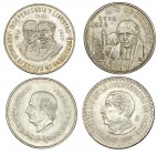 MÉXICO. Lote de 4 monedas. 5 pesos, 1953 (2 diferentes) y 10 pesos 1957 y 1960. Calidad media. EBC.