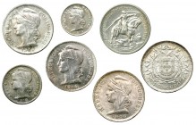 PORTUGAL. Lote de 7 monedas: 10 centavos, 1915; 10 de 1913; 50 de 1914 y 1916; 10 escudos 1928. De EBC- a SC.