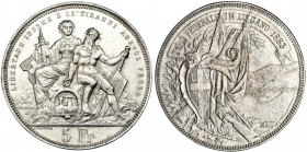 SUIZA. Lugano. 5 francos. 1883. KM-516. EBC+.
