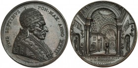 VATICANO. Medalla. Pío VII. 1822. Año XXIII. R/ novom museum PIUM A. D. MDCCCXXII. AE 43 mm. Grabador: Giu Cerbara. EBC+.