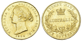 Australien 1864
AUSTRALIEN. Victoria, 1837-1901 Sovereign 1864, Sydney. Young head. 7,32 g Feingold. Fb. 10, Schl. 816. vorzüglich