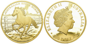 Australien 2015
AUSTRALIEN Elisabeth II., seit 1952 500 Dollars 5 Unzen 2015. Australian Stock Horse Serie. 2. Ausgabe, galoppierendes Pferd. In orig...