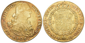 Bolivien 1805
BOLIVIEN. Carlos IV. 1788-1808. 8 Escudos 1805 PTS-PJ, Potosi. 26.92 g. AC 1711. Fr. 14. bis vorzüglich