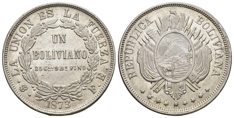 Bolivien 1873
BOLIVIEN - Republik seit 1825 50 Centavos 1873 PTS-FE Potosi. - K...