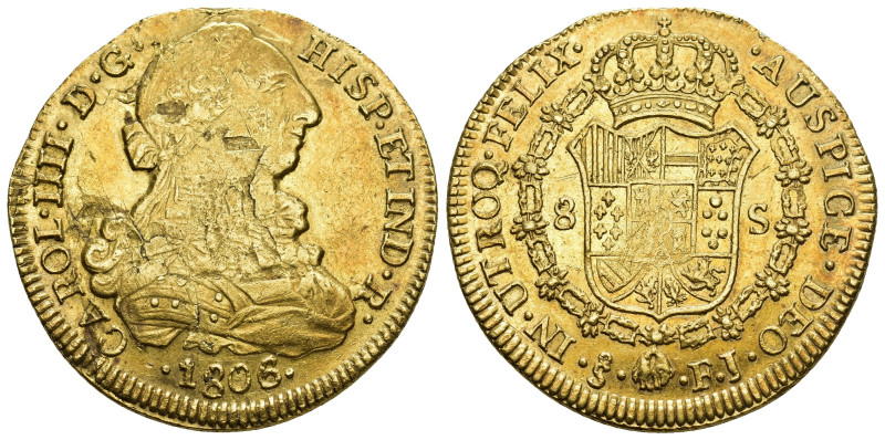 Chile 1806
CHILE Carlos IV., 1788-1808. 8 Escudos 1806 So-FJ, Santiago. 23,63 g...