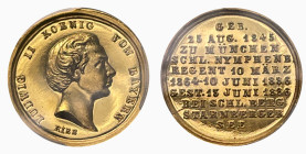 Bayern 1886
DEUTSCHLAND Bayern Goldmedaille Ludwig II König von Bayern s.selten PCGS SP 66 Prooflike Cert No: 45153332