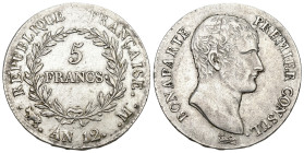 Frankreich AN 12 M
FRANKREICH Napoléon I, 1804-1814, 1815. 5 Francs An 12 (1803/1804) Mzz M Taulouse Gadoury 579. 24.89 g. vorzüglich