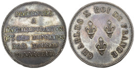 Frankreich 1824 ESSAI 
FRANKREICH Charles X, 1824-1830. Silberne Probemünze für 5 Francs (Module de 5 Francs) o. J. (1824), von Moreau. Essai. Gadour...