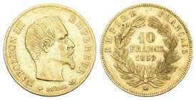 Frankreich 1859 BB 
FRANKREICH 1859 Mzz BB 10 Francs Gold KM 784.4 sehr schön +