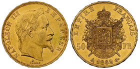 Frankreich 1862 A 
FRANKREICH Napoléon III, 1852-1870. 50 Francs 1862 A, Paris. 14,52 g Feingold. Fb. 582, Gadoury 1112, NGC AU 58 Cert.No: 2890166-0...