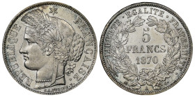 Frankreich 1870 A 
FRANKREICH 5 Francs 1870 Mzz A Silber 25g G.742 - F.332 , Argent - 24,98 g - 37 mm Prachtexemplar NGC MS 62 FDC Cert.No: 2892025-0...