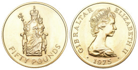Gibraltar 1975
GIBRALTAR, Elisabeth II., seit 1952, 50 Pounds 1975. 250 Jahre britische Währung in Gibraltar. 15,55g. FDC