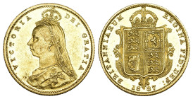 Great Britain 1887
GREAT BRITAIN 1887 1/2 Sovereign Gold 4.1g KM 766 seltene Erhaltung unzirkuliert ab Proof