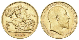 Great Britain 1908
GREAT BRITAIN 1908 1/2 Sovereign Gold 3.99g KM 804 bis vorzüglich
