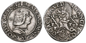 Italien 1466-1476
ITALIEN MAILAND Galeazzo Maria Sforza, 1466-1476. Testone o. J. Crippa 6/A, Toffanin 201/2. vorzüglich