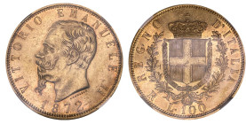 Italien 1872
ITALIEN. Königreich. Vittorio Emanuele II. 1861-1878. 100 Lire 1872 R, Roma. Mont. 127 (R2). Pagani 452. Fr. 9. Sehr selten. Nur 661 Exe...