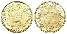 Kolumbien 1913
KOLUMBIEN 1913 5 Pesos Gold 7.98g KM 195.1 vorzüglich