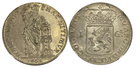 Niederlanden 1763
GELDERLAND. Provinz. Gulden 1763 Hollandia / Gekr. Wappen. Delm. 1178. Prachtexemplar NGC MS 63 FDC Cert No: 5788510-068